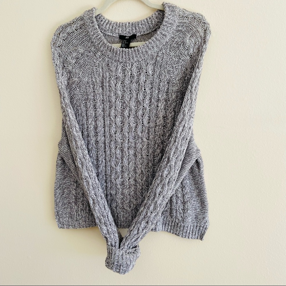 H&M cable knit grey long sleeve pullover sweater - Picture 6 of 8